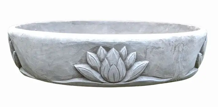 Product image 4 of the product “Bandung - Bowl with lotus motive, single flower, Ø 50 cm | cast stone ”